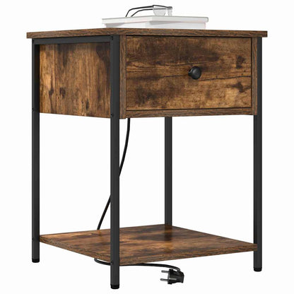 Bedside Cabinet with Drawer 2 pcs Smoked oak 42 x 41 x 56 cm