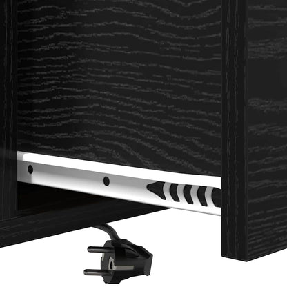 Bedside Cabinet with Charging Station Black oak Engineered Wood