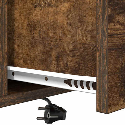 Bedside Cabinet with Charging Station with Drawer Smoked oak