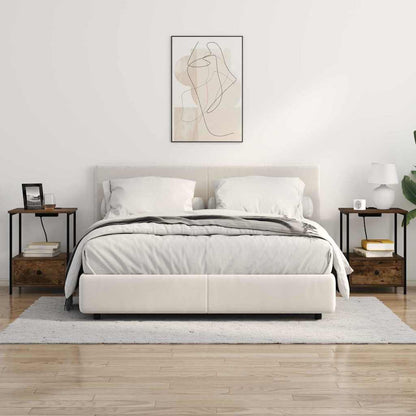 Bedside Cabinet with Charging Station with Drawer Smoked oak