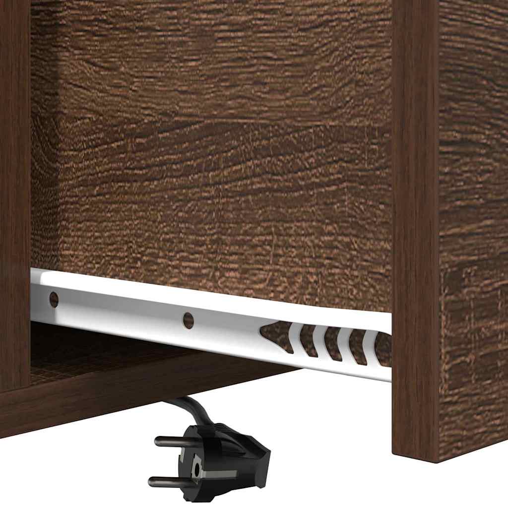 Bedside Cabinet with Charging Station Brown oak Engineered Wood