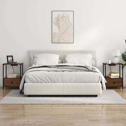 Bedside Cabinet with Charging Station Brown oak Engineered Wood