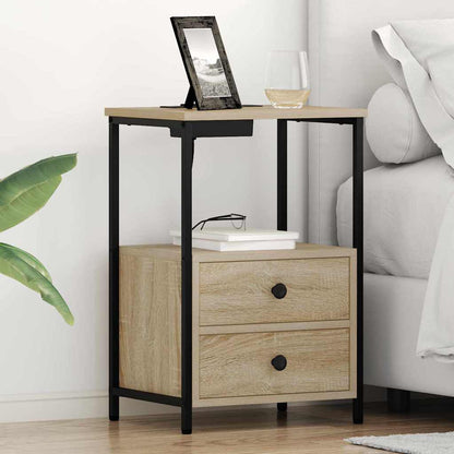 Bedside Cabinet with Charging Station with Drawer Sonoma oak