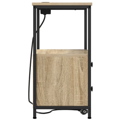 Bedside Cabinet with Charging Station with Drawer Sonoma oak