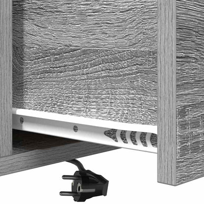 Bedside Cabinet with Charging Station with Drawer Grey sonoma