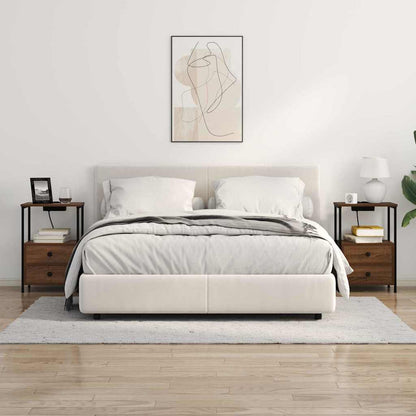 Bedside Cabinet with Charging Station Brown oak Engineered Wood