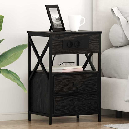 Bedside Cabinet Black oak 40 x 31 x 60 cm Engineered wood