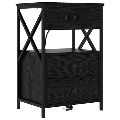 Bedside Cabinet Black oak 40 x 31 x 60 cm Engineered wood