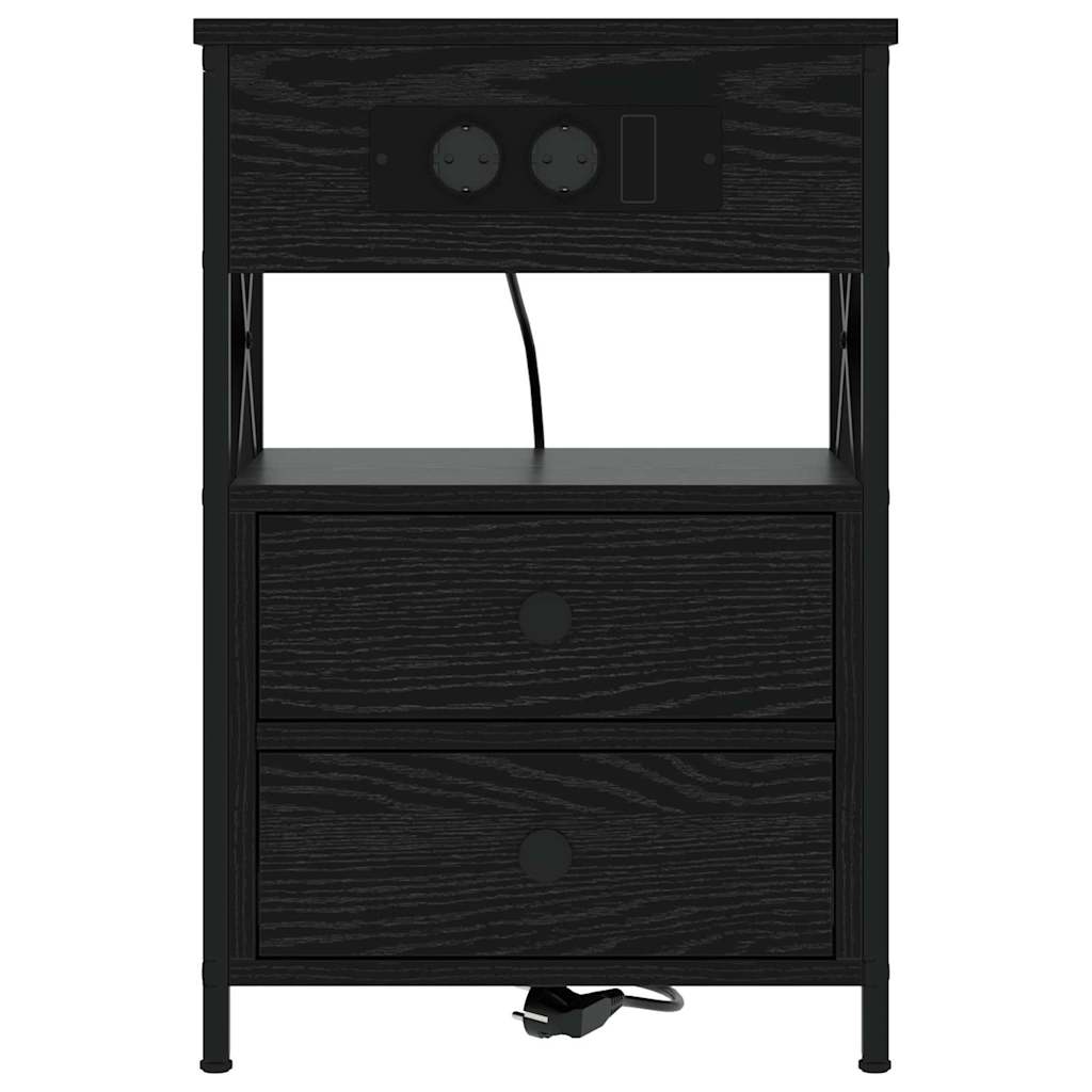 Bedside Cabinet Black oak 40 x 31 x 60 cm Engineered wood