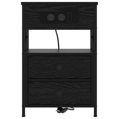 Bedside Cabinet Black oak 40 x 31 x 60 cm Engineered wood