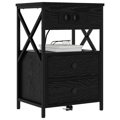 Bedside Cabinet Black oak 40 x 31 x 60 cm Engineered wood