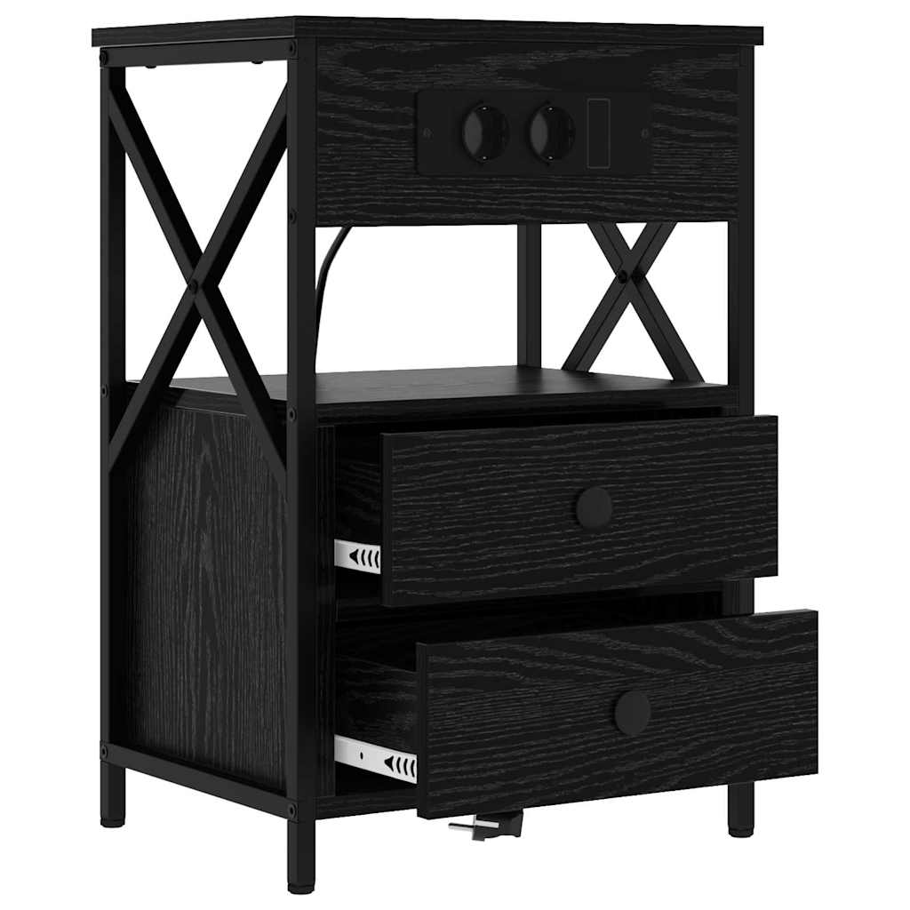 Bedside Cabinet 2 pcs Black oak 40 x 31 x 60 cm Engineered wood