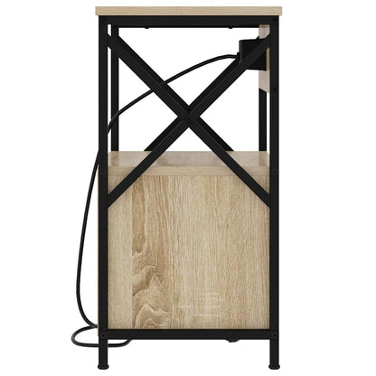 Bedside Cabinet with Charging Station with Drawer Sonoma Oak