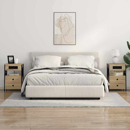 Bedside Cabinet with Charging Station 2 pcs Sonoma Oak