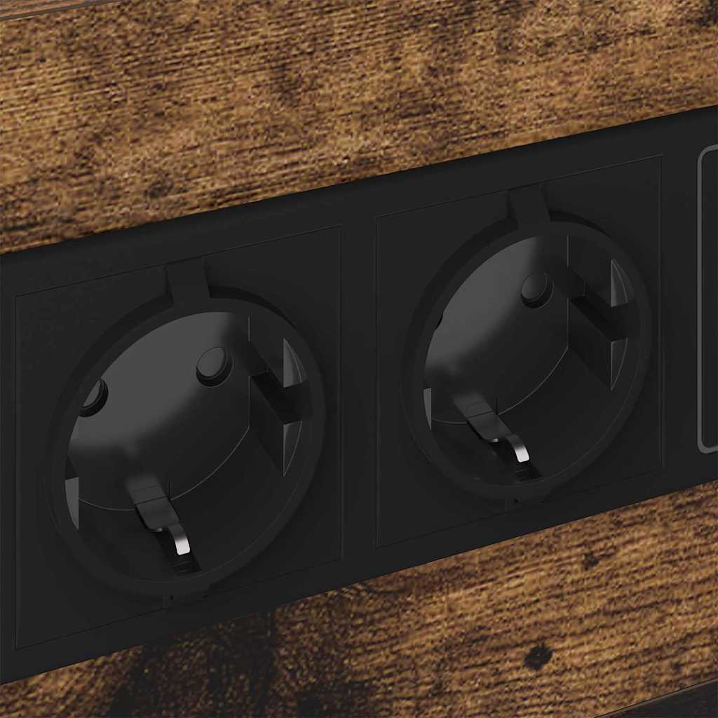 Bedside Cabinet with Charging Station 2 pcs Smoked Oak