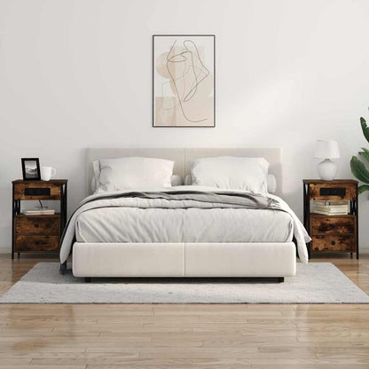 Bedside Cabinet with Charging Station 2 pcs Smoked Oak