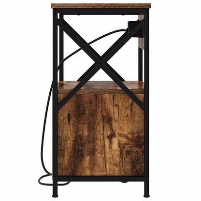 Bedside Cabinet with Charging Station 2 pcs Smoked Oak