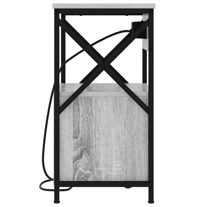 Bedside Cabinet with Charging Station 2 pcs Grey sonoma