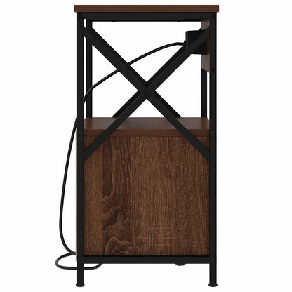 Bedside Cabinet with Charging Station Brown Oak 40 x 31 x 60 cm