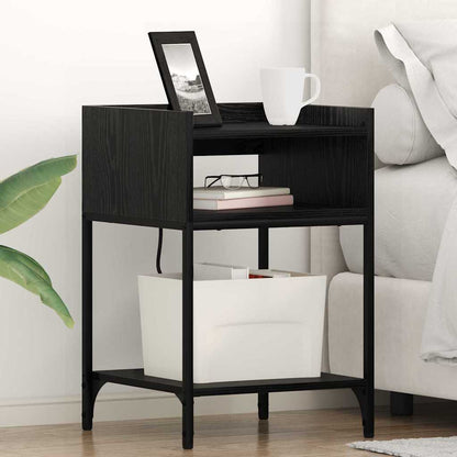 Bedside Table Black oak 40 x 40 x 61 cm Engineered wood