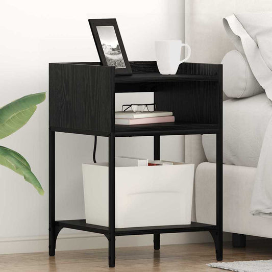 Bedside Table Black oak 40 x 40 x 61 cm Engineered wood