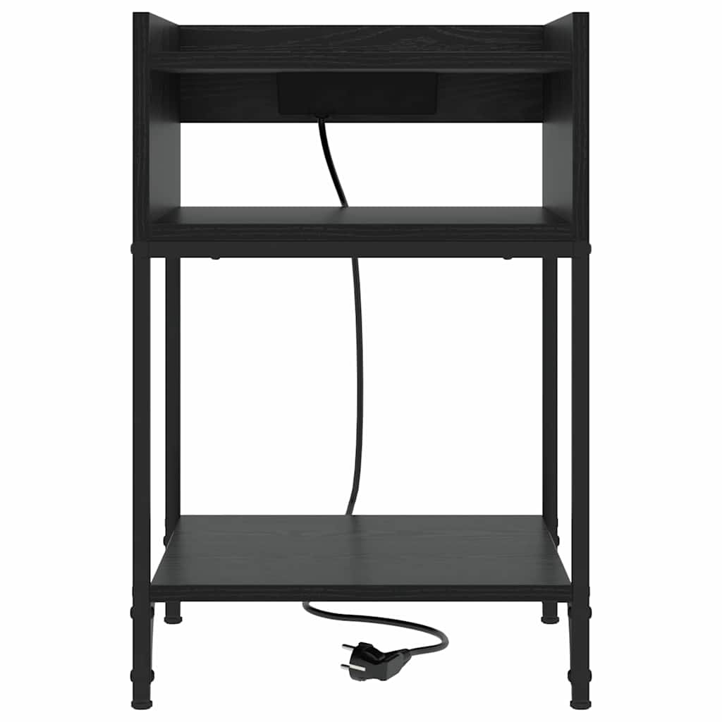 Bedside Table Black oak 40 x 40 x 61 cm Engineered wood