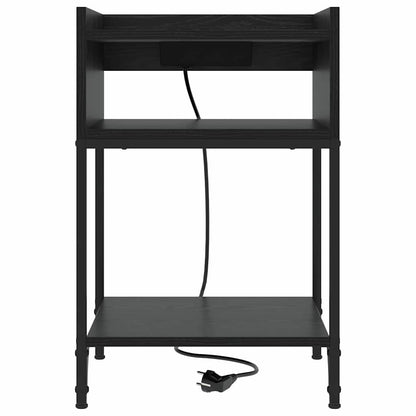 Bedside Table Black oak 40 x 40 x 61 cm Engineered wood