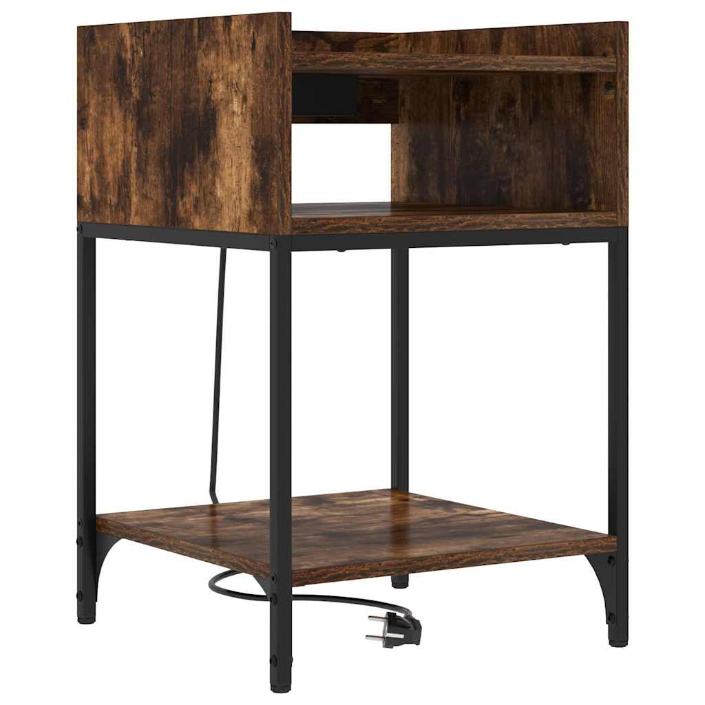 Bedside Table 2 pcs Smoked oak 40 x 40 x 61 cm Engineered wood