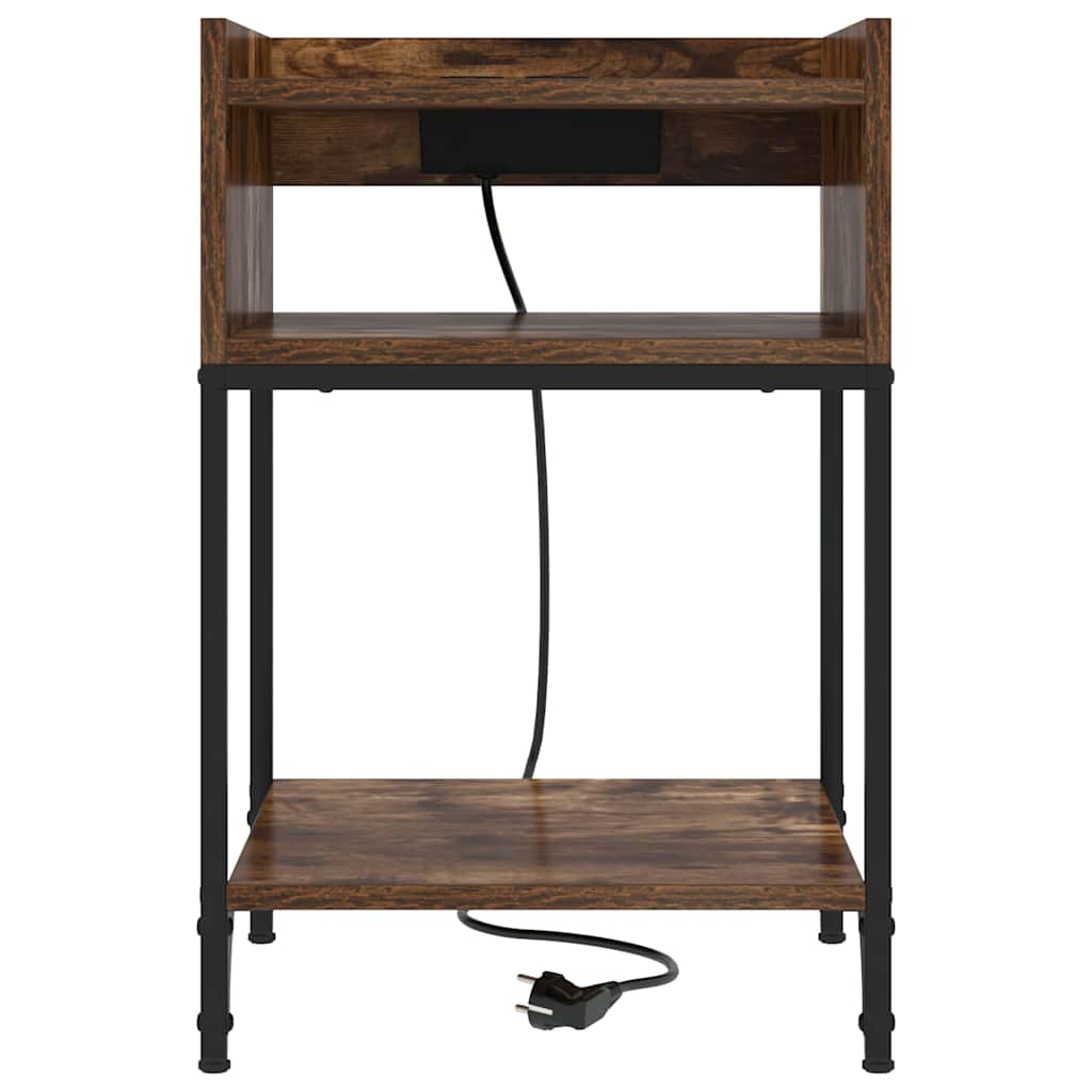 Bedside Table 2 pcs Smoked oak 40 x 40 x 61 cm Engineered wood