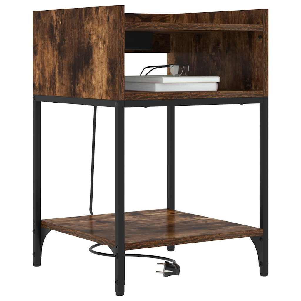 Bedside Table 2 pcs Smoked oak 40 x 40 x 61 cm Engineered wood