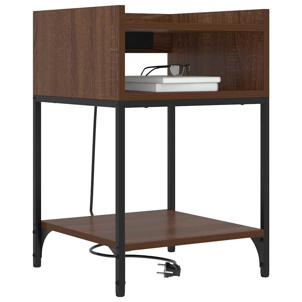 Bedside Table Brown oak 40 x 40 x 61 cm Engineered wood