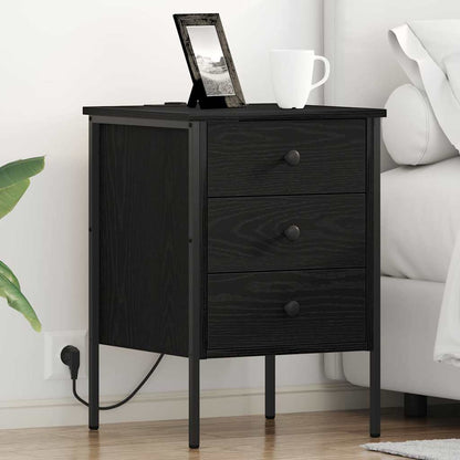 Bedside Cabinet Black oak 42 x 41 x 61 cm Engineered wood