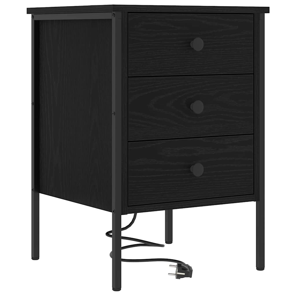 Bedside Cabinet Black oak 42 x 41 x 61 cm Engineered wood