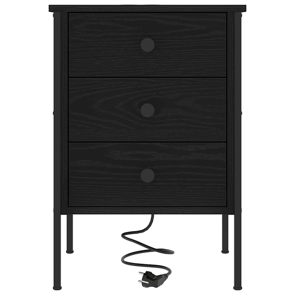 Bedside Cabinet Black oak 42 x 41 x 61 cm Engineered wood