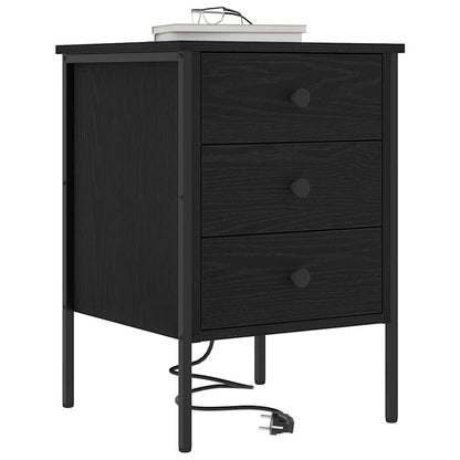 Bedside Cabinet Black oak 42 x 41 x 61 cm Engineered wood