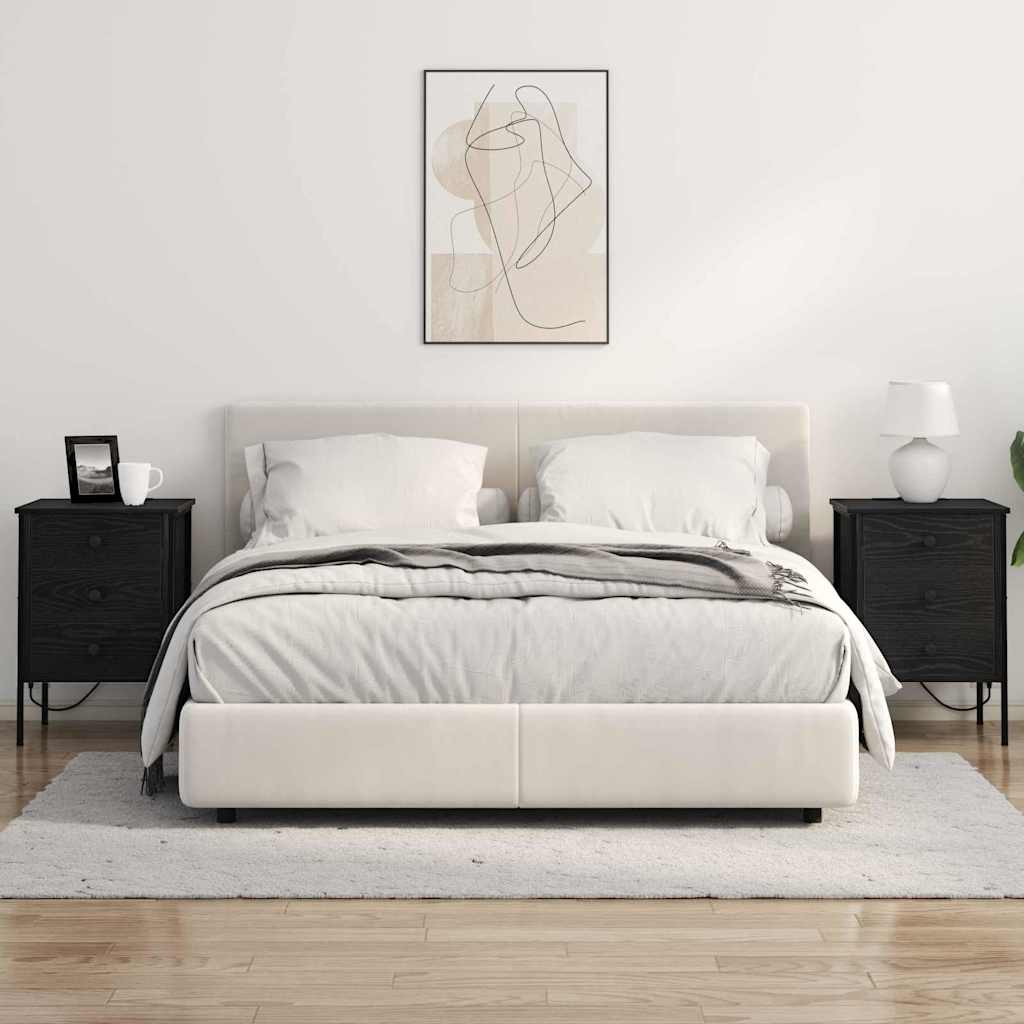 Bedside Cabinet 2 pcs Black oak 42 x 41 x 61 cm Engineered wood