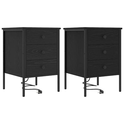 Bedside Cabinet 2 pcs Black oak 42 x 41 x 61 cm Engineered wood