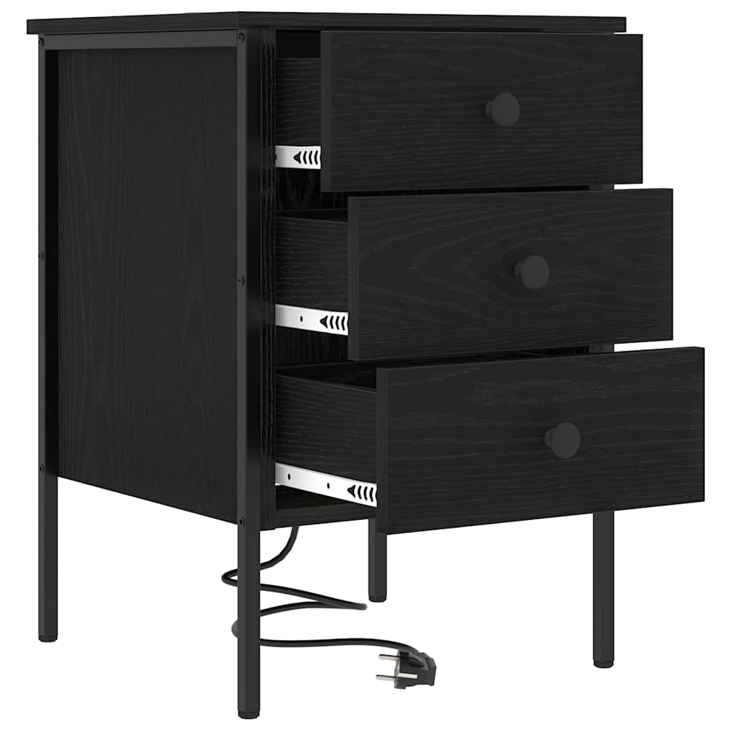 Bedside Cabinet 2 pcs Black oak 42 x 41 x 61 cm Engineered wood