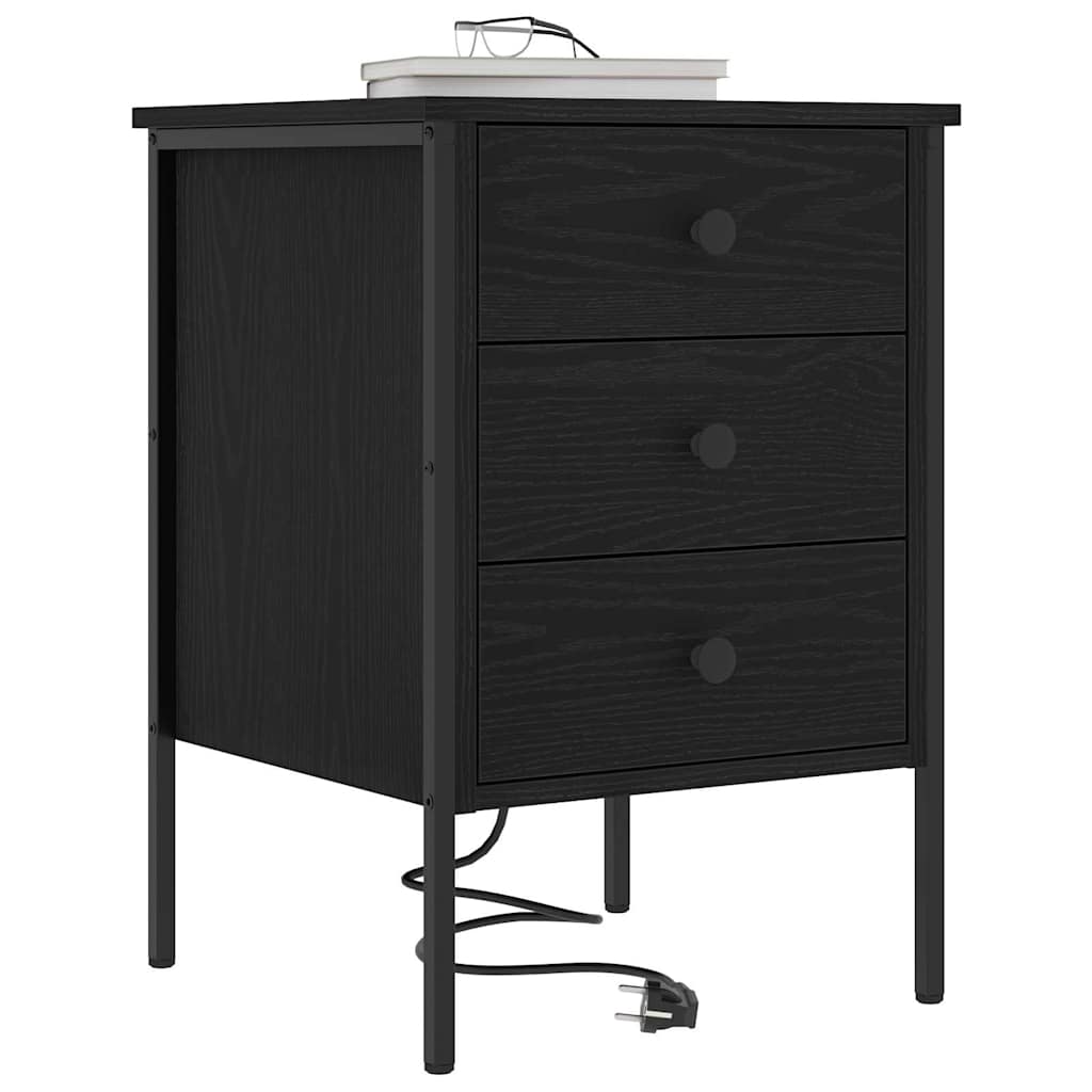Bedside Cabinet 2 pcs Black oak 42 x 41 x 61 cm Engineered wood