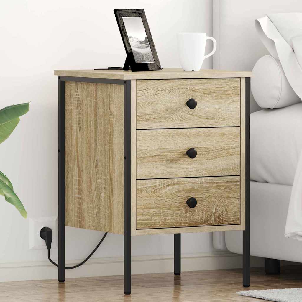 Bedside Cabinet with Drawer 2 pcs Sonoma oak 42 x 41 x 61 cm