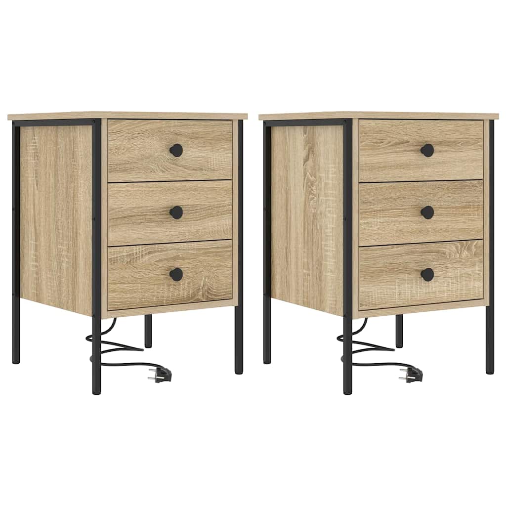 Bedside Cabinet with Drawer 2 pcs Sonoma oak 42 x 41 x 61 cm