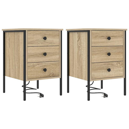 Bedside Cabinet with Drawer 2 pcs Sonoma oak 42 x 41 x 61 cm