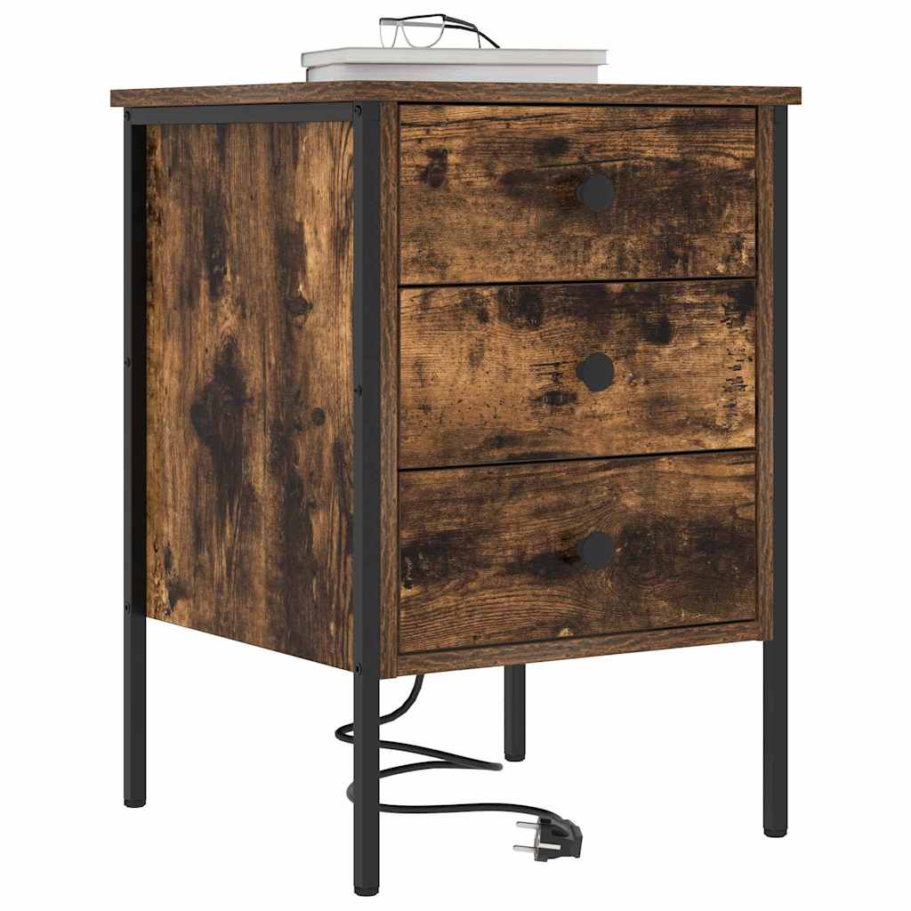 Bedside Cabinet Smoked oak 42 x 41 x 61 cm Engineered wood