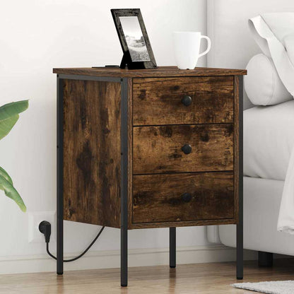 Bedside Cabinet with Drawer 2 pcs Smoked oak 42 x 41 x 61 cm