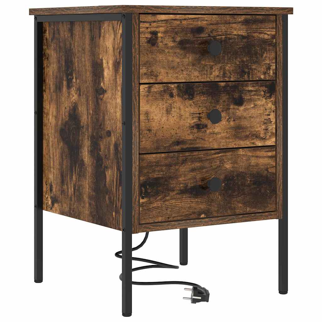 Bedside Cabinet with Drawer 2 pcs Smoked oak 42 x 41 x 61 cm