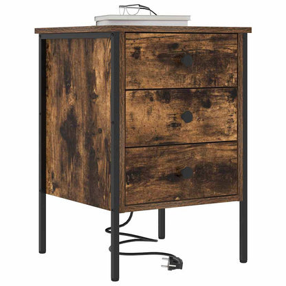 Bedside Cabinet with Drawer 2 pcs Smoked oak 42 x 41 x 61 cm