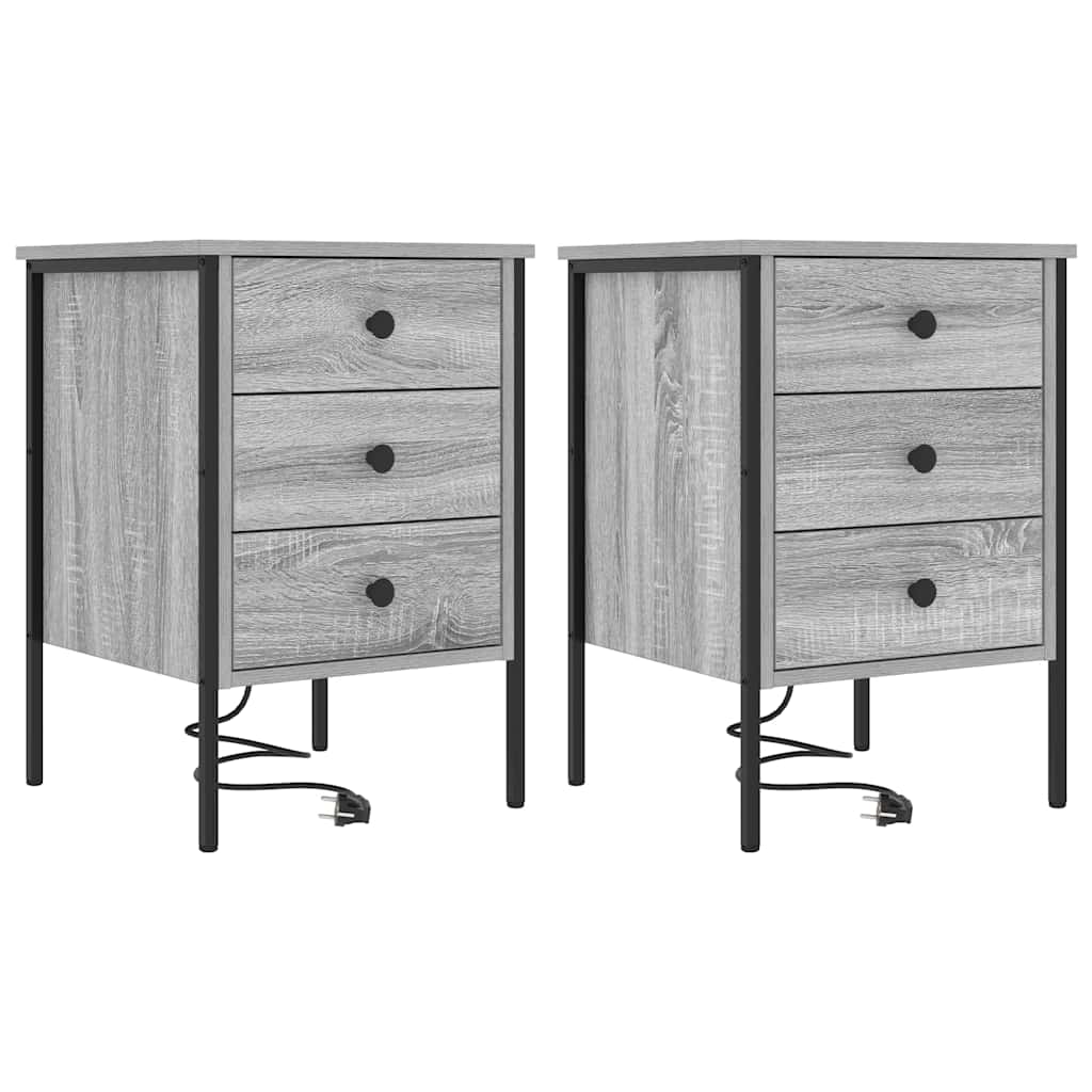 Bedside Cabinet with Drawer 2 pcs Grey sonoma 42 x 41 x 61 cm