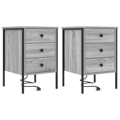 Bedside Cabinet with Drawer 2 pcs Grey sonoma 42 x 41 x 61 cm