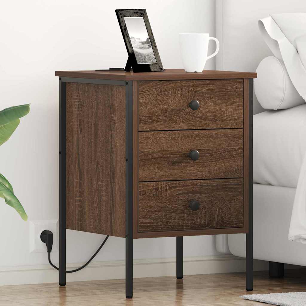 Bedside Cabinet 2 pcs Brown oak 42 x 41 x 61 cm Engineered wood