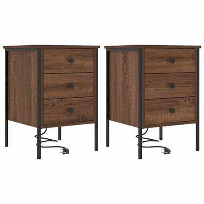 Bedside Cabinet 2 pcs Brown oak 42 x 41 x 61 cm Engineered wood